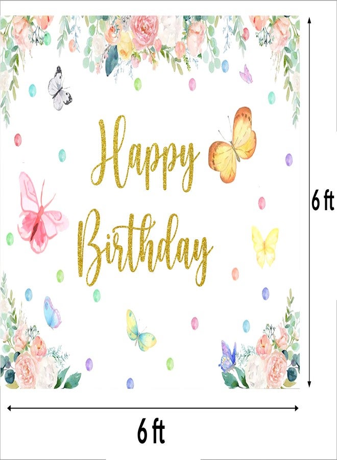 Theme My Party Butterfly Birthday Party Decorations with Happy Birthday Backdrop Banner (6FT X 6FT) - Image 4